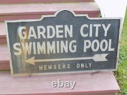 Garden City Swimming Pool Member's Only Cast Metal Double Sided Sign