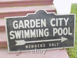 Garden City Swimming Pool Member's Only Cast Metal Double Sided Sign