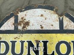 Genuine Dunlop Stock Double Sided Enamel Advertising Sign Automobilia 24 Tyres