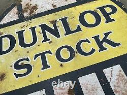 Genuine Dunlop Stock Double Sided Enamel Advertising Sign Automobilia 24 Tyres
