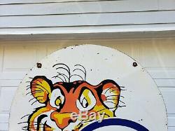 Giant 30 Double Sided Esso Tiger Porcelain Gas Oil Sign