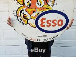 Giant 30 Double Sided Esso Tiger Porcelain Gas Oil Sign