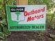 Giant Double-sided Vintage Oliver Outboard Motor Porcelain Sign Gas Oil 30 X 20