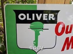 Giant Double-sided Vintage Oliver Outboard Motor Porcelain Sign Gas Oil 30 X 20