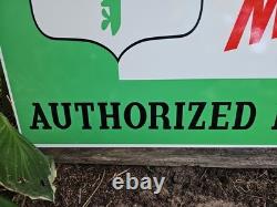 Giant Double-sided Vintage Oliver Outboard Motor Porcelain Sign Gas Oil 30 X 20