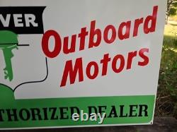 Giant Double-sided Vintage Oliver Outboard Motor Porcelain Sign Gas Oil 30 X 20