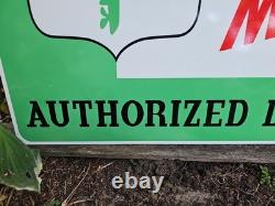 Giant Double-sided Vintage Oliver Outboard Motor Porcelain Sign Gas Oil 30 X 20