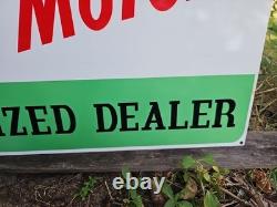 Giant Double-sided Vintage Oliver Outboard Motor Porcelain Sign Gas Oil 30 X 20