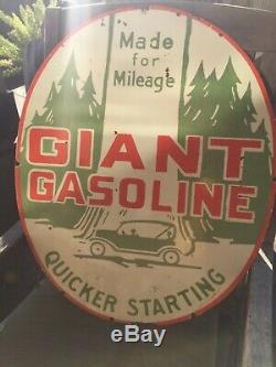 Giant Gasoline Double Sided Porcelain Sign