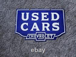 Giant Vintage 1950's Chevrolet Double-sided Porcelain Sign 30 X 20