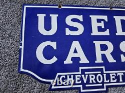 Giant Vintage 1950's Chevrolet Double-sided Porcelain Sign 30 X 20