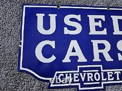 Giant Vintage 1950's Chevrolet Double-sided Porcelain Sign 30 X 20