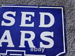 Giant Vintage 1950's Chevrolet Double-sided Porcelain Sign 30 X 20