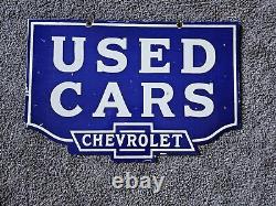 Giant Vintage 1950's Chevrolet Double-sided Porcelain Sign 30 X 20