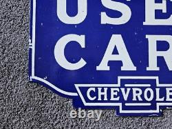 Giant Vintage 1950's Chevrolet Double-sided Porcelain Sign 30 X 20