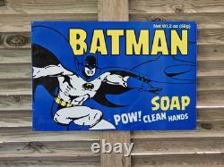 Giant Vintage 1960's Double-sided Batman Soap Porcelain Sign 30 X 20 Very Heavy