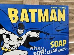 Giant Vintage 1960's Double-sided Batman Soap Porcelain Sign 30 X 20 Very Heavy