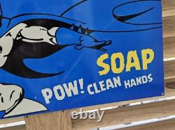 Giant Vintage 1960's Double-sided Batman Soap Porcelain Sign 30 X 20 Very Heavy