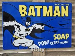 Giant Vintage 1960's Double-sided Batman Soap Porcelain Sign 30 X 20 Very Heavy