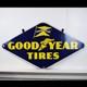 Goodyear Tires Double Sided Porcelain Sign Original Bracket 1940 Tac 044104