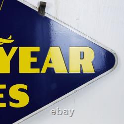 Goodyear Tires Double Sided Porcelain Sign Original Bracket 1940 TAC 044104