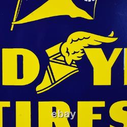 Goodyear Tires Double Sided Porcelain Sign Original Bracket 1940 TAC 044104