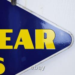 Goodyear Tires Double Sided Porcelain Sign Original Bracket 1940 TAC 044104