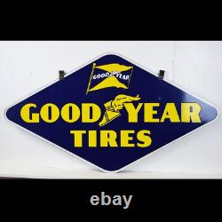 Goodyear Tires Double Sided Porcelain Sign Original Bracket 1940 TAC 044104