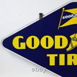 Goodyear Tires Double Sided Porcelain Sign Original Bracket 1940 TAC 044104