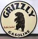 Grizzly Gasoline 4ft Double Sided Porcelain Enamel Sign