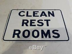 Gulf Clean Rest Rooms Double Sided Porcelain Sign