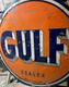 Gulf Dealer Vintage Double Sided 66inch Round Gas & Oil Ad Sign