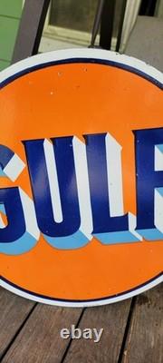 Gulf Double Sided Porcelain Sign