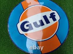 Gulf Porcelain Advertising Sign 30'' Inches Double Sided