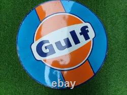 Gulf Porcelain Advertising Sign 30'' Inches Double Sided