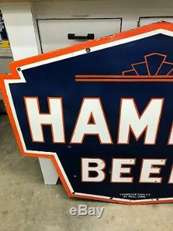 HAMM'S BEER X-LARGE, HEAVY DOUBLE SIDED PORCELAIN SIGN (48x 36), VERY NICE