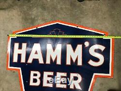 HAMM'S BEER X-LARGE, HEAVY DOUBLE SIDED PORCELAIN SIGN (48x 36), VERY NICE