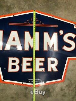 HAMM'S BEER X-LARGE, HEAVY DOUBLE SIDED PORCELAIN SIGN (48x 36), VERY NICE