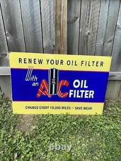 HUGE AC Oil Filter Double Sided Metal Sign Mechanic Cars Trucks Mechanic Gas Oil