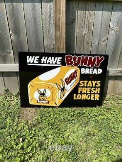 HUGE Bunny Bread Double Sided Metal Sign Grocery Store Sales And Service Gas Oil