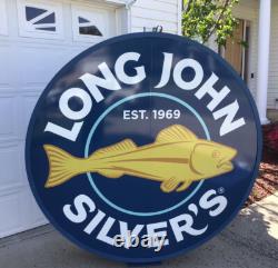 HUGE Double Sided Illuminated Advertising Restaurant Sign LONG JOHN SILVERS 6.7