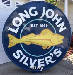 HUGE Double Sided Illuminated Advertising Restaurant Sign LONG JOHN SILVERS 6.7