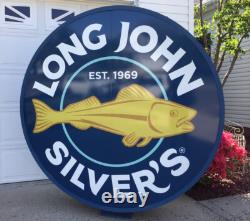 HUGE Double Sided Illuminated Advertising Restaurant Sign LONG JOHN SILVERS 6.7