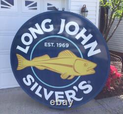 HUGE Double Sided Illuminated Advertising Restaurant Sign LONG JOHN SILVERS 6.7