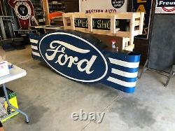 HUGE! Vintage FORD Double Sided SIGN Car Truck DEALERSHIP Dealer MANCAVE Garage