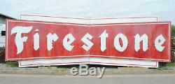 HUGE Vintage Metal Bowtie Firestone Tire Sign Double Sided Neon 30