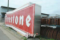 HUGE Vintage Metal Bowtie Firestone Tire Sign Double Sided Neon 30