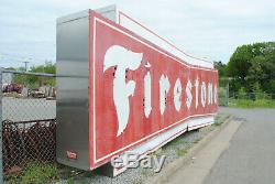 HUGE Vintage Metal Bowtie Firestone Tire Sign Double Sided Neon 30