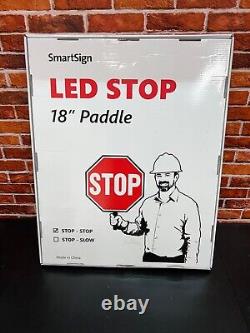 Handheld LED STOP Sign 18 Reflective, Double-Sided, Flash/Steady, Rechargeabl