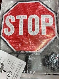 Handheld LED STOP Sign 18 Reflective, Double-Sided, Flash/Steady, Rechargeabl